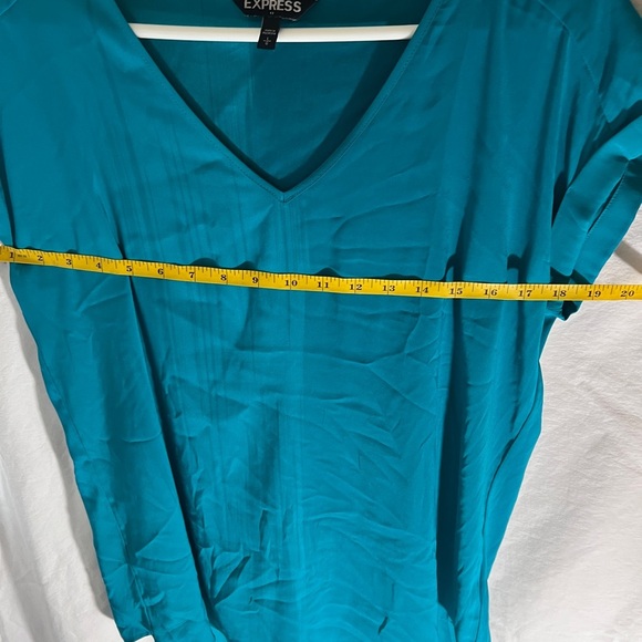 Express Women's Turquoise V-Neck Blouse - Picture 6 of 6
